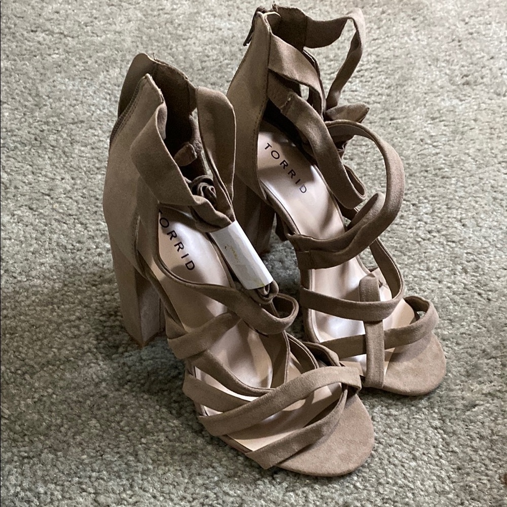 Torrid Tan Strappy Heels with Ankle Strap